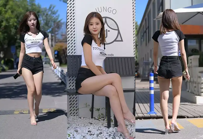 街拍@黑色热裤颜值女神精美图视合集32.4G